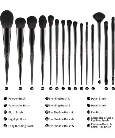 Docolor Makeup Brushes 15 Pieces Professional Makeup Brushes Set Premium Synthetic Hair Kabuki Face Blush Eyeshadow Eyeliner Foundation Powder Cosmetic Make Up Brushes Kit Black Obsidian Series Black-15 Pieces - Buy Online on GoSupps.com