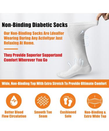 Shop 2 Pairs Non-Binding Bamboo Diabetic Socks | Extra Wide Neuropathy & Swollen Feet Over the Calf - Large Black - Buy Online on GoSupps.com