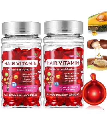 2 Box Hair Treatment Serum Oil Capsules Moisturizing & Strengthening Silky Hair Vitamin Serum Oil Capsules Hair Serum for Frizzy and Damaged Hair.(80 Pcs) 2pcs