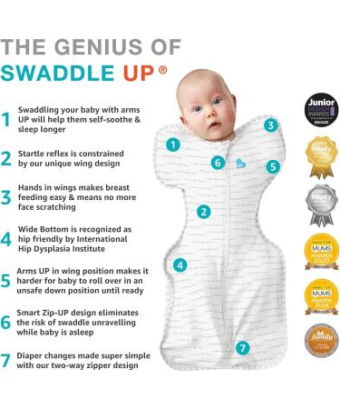 Love To Dream Swaddle UP Baby Sleeping Bag - Self-Soothing Swaddle for Newborns | Snug Fit, Improved Sleep, Calming Startle Reflex | Newborn Essentials for Baby | Medium White 6-8.5kg - Buy Online on GoSupps.com