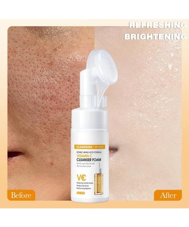 Face Wash Cleansing Foam Amino Acid Face Cleanser Deep Cleansing & Hydrating Vitamin C Exfoliating Face Wash for Women with Soft Brush Oil Control Refreshing Foaming Cleanser - Buy Online on GoSupps.com