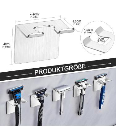 GGQ Razor Bracket Shower Holder - 2PC Silver Self-Adhesive Stainless Steel Shaver Wall Mount - No Drilling Bathroom Organizer - Buy Online on GoSupps.com