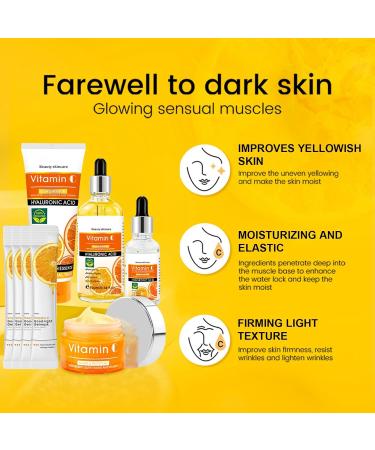 Skincare Set for Teenage Girls - Vitamin C Skincare Gift Set - Skin Care Sets & Kits with Facial cleanser Toner Essences Facial cream Goodnight Mask - Skincare Set for Moisturising - Buy Online on GoSupps.com