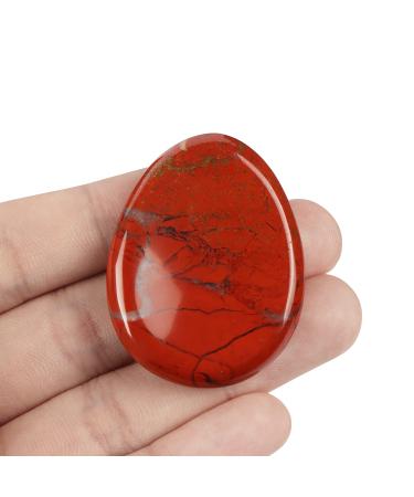 Artistone Red Jasper Crystal Thumb Worry Stone Hand Carved Healing Crystal Pocket Stone for Meditation Reiki, Water Drop Shaped