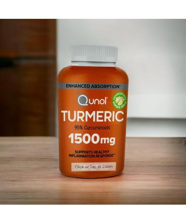 Turmeric Curcumin with Black Pepper and Ginger Qunol 1500mg Turmeric Extract with 95% Curcuminoids Enhanced Absorption Supports Healthy Inflammation Response 180 Vegetarian Capsules - Buy Online on GoSupps.com