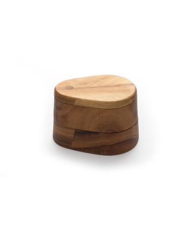 Ironwood Gourmet Double Layer Swivel Salt Cellar Box Acacia Wood Double Swivel Salt Cellar