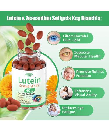 Lutein and Zeaxanthin Supplement Lutein Eyes Vitamins Support Vision Clarity Macular Health Dry Eye Comfort Blue Light with Bilberry Extract Omega 3 Zinc and Vitamins C & E for Adults - Buy Online on GoSupps.com
