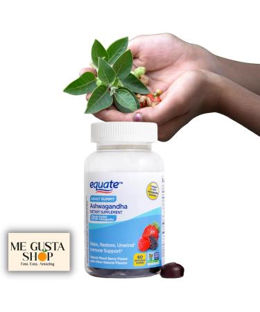 Equate Ashwagandha Vegetarian Gummy Supplement 60 Count + me Gusta stickes - Buy Online on GoSupps.com
