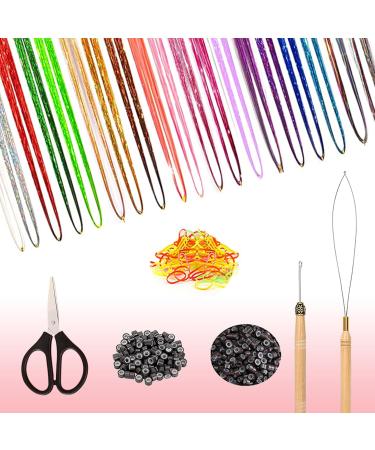 VEGCOO Hair Extensions Rainbow Colored Hair Tinsel Kit 20 Colors with Tools Glitter Synthetic Straight Hair Extensions Party Highlights Hair Accessories for Kids Girls Women - Buy Online on GoSupps.com