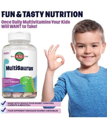 KAL Dinosaurs MultiSaurus Vitamins & Minerals - Berry, Grape & Orange - 90 Chewables - Buy Online on GoSupps.com