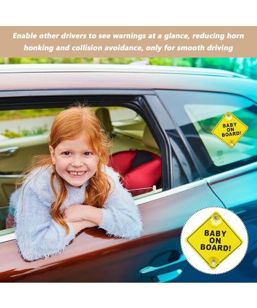 4 Pieces Baby On Board Car Stickers - Reusable Warning Signs with Suction Cups | International Shipping - Buy Online on GoSupps.com