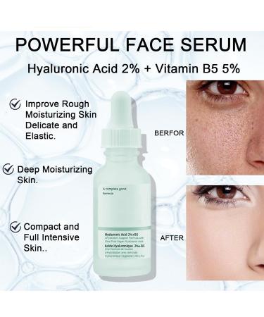 Hyaluronic Acid 2% + B5 Face Serum Face Moisturiser Hyaluronic Acid For Face Hydrated Face Serum for Women & Men to Plump & Smooth Skin Brightening Serum for Blemish-Prone Dull Skin (01) - Buy Online on GoSupps.com