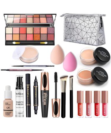Make-up sets 19 pieces all in one makeup set multifunctional cosmetics make-up kit women cosmetics starter kit make-up gift set with eyeshadow pallet lipstick eyeliner mascara brush set-01
