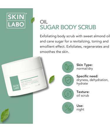 SKIN LABO SkinLabo - Sugar Body Scrub Revitalizing Effect Regenerates and Smoothes the Skin with Sugar Crystals and Sweet Almond Oil - 200 ml New Version - Buy Online on GoSupps.com