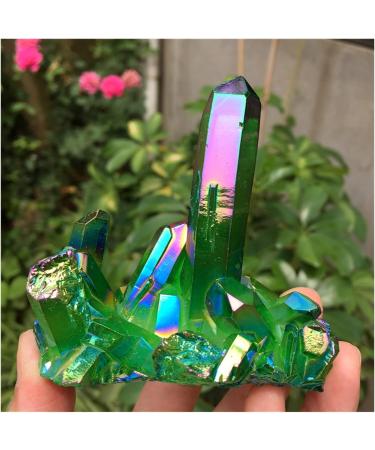 Natural Crystal Rough Green Aura Crystal Cluster Angel Aura Titanium Quartz Crystal Stunning Rainbow Specimen Minerals Reiki Decoration (Size : 180-200g) - Buy Online on GoSupps.com