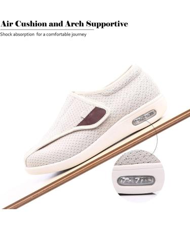 YRYR Women's Diabetic Shoes - Lightweight Breathable Walking Sneakers for Diabetic Elderly Swollen Feet - Beige 10 Wide - Buy Online on GoSupps.com