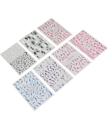 7 Sheets of Fire Flame Wave Lines Nail Stickers 3D Swirl Stripes Nail Stickers Self Adhesive Nail Art Stickers Nail Design for Nail Art Decoration Design - Buy Online on GoSupps.com