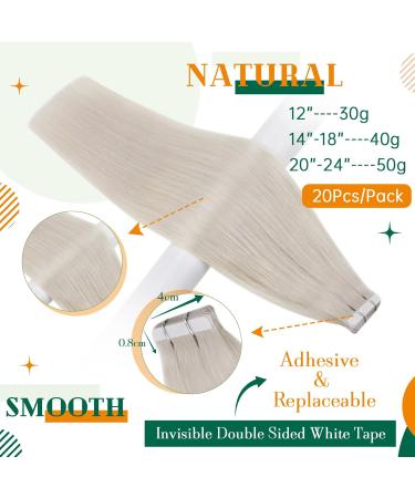 Easyouth 14 Inch Tape Extensions - Real Blond White Human Hair Remy Quality 40g - #1000 Color - Buy Online on GoSupps.com