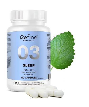 Refine Natural Sleep Aid Herbal Sleep Supplement without Melatonin for Adults | Passion Flower Lemon Balm and Hops Plant | NON-Habit Forming Get Deep Sleep 60 Capsules Made in Canada