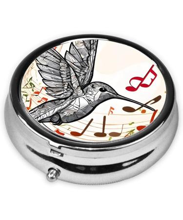 Stylish Round Pill Box with Music Symbol | 3 Compartment Mini Portable Travel Organizer for Vitamins & Tablets - Buy Online on GoSupps.com