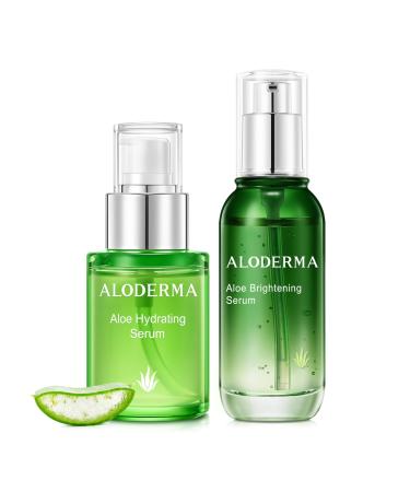 Aloderma Aloe Face Serums Set 2 Pieces - Hydrating Serum Brightening Serum