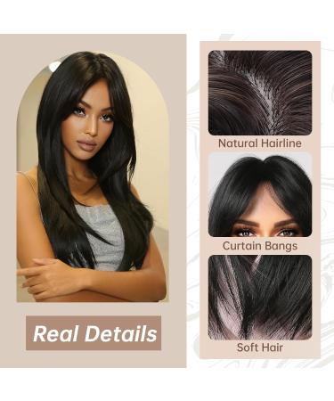 Allbell Long Black Layered Wig for Women - Synthetic Straight Wig with Bangs | Natural Look 2068-8 - Buy Online on GoSupps.com