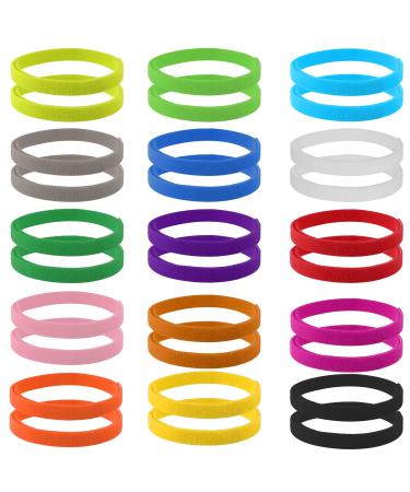 30 pieces puppies id collibes puppy bands newborn pet bracelets double -sided adjustable soft puppies kitten collars for newborn dog cat 15 colors (large)