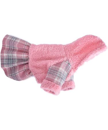 Winter Dog Dress: Pink Plaid Fleece Sweater for Small Dogs - Cute & Warm Puppy Clothes for Chihuahua, Yorkie - Soft Flannel Lining - Small Size - Buy Online on GoSupps.com