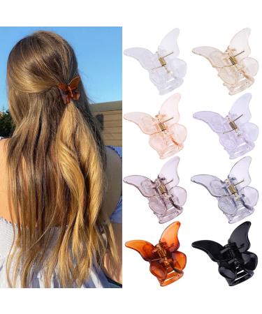 YISSION 8 PCS Butterfly Hair Clips 1.6 Small Hair Clips Jaw Clips Non Slip Butterfly Clips for Hair Cute Hair Claw Clips for Thin Thick Hair Accessories for Women Girls 8PCS Acrylic