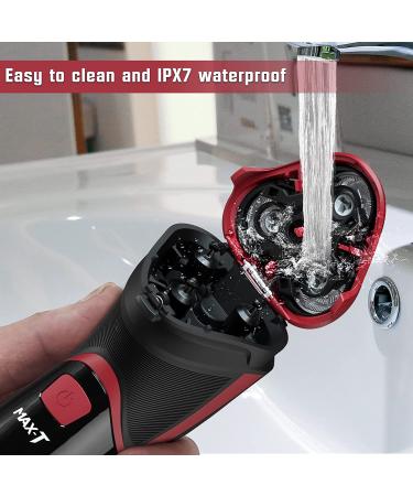 MAX-T Men's 3D Rotary Electric Shaver - CordedCordless, Rechargeable, WetDry with Pop-up Trimmer - Red - Buy Online on GoSupps.com