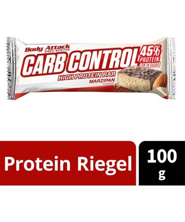 Body Attack Carb Control Marzipan Protein Bar - 4 x 100g | Low Sugar High Protein No Added Sugar | Ideal for Fitness & Weight Management - Buy Online on GoSupps.com