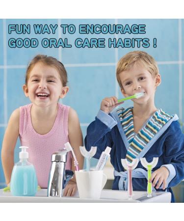 Kids U-Shaped Toothbrush 3 PCS | Soft Silicone Bristles | Age 2-8 | Suction Cup Base | Blue Green Pink - Buy Online on GoSupps.com