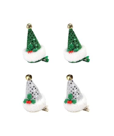Christmas hair clips practical Christmas hair-sponge creative Christmas hair sponge crocodile clamp Christmas hair clamp for wearing or decorating Christmas articles 4 pieces (green and silver)