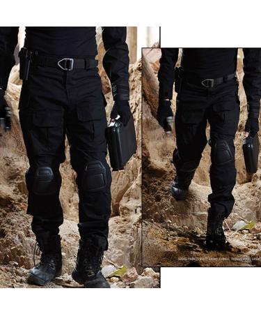 HANWILD Combat Pants with Knee Pads Multicam Rip-Stop, Tactical Airsoft & Hunting Trousers - Black (Small) - Buy Online on GoSupps.com