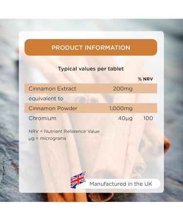 Healthspan Cinnamon 1000mg (120 Tablets) with Chromium | Supports Metabolism & Blood Sugar | Ayurvedic & Chinese Herbal Inspired | Vegan - Buy Online on GoSupps.com