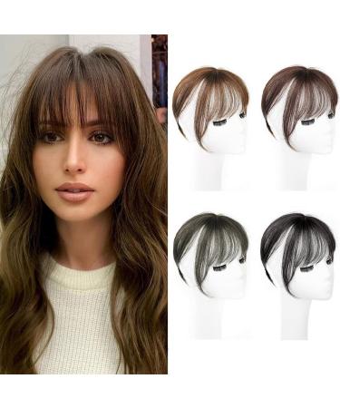 VANANA 3D Seamless Air Bangs Women Clip on Thin Hair Bangs Synthetic Invisible Hair Extension Straight Front Fringe for Daily Look (Dark Brown) - Buy Online on GoSupps.com