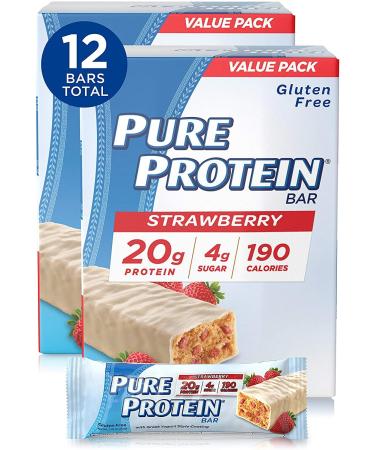 Pure Protein Strawberry Greek Yogurt Protein Bars, 1.76 oz, 6 Count, 2 Pack
