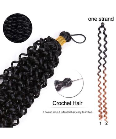 Buy 3 Bundle 35cm Water Corrugated Crochet Hair Extensions - Ombre Deep Curly Braids in Dark Black to Red-Brown - Buy Online on GoSupps.com
