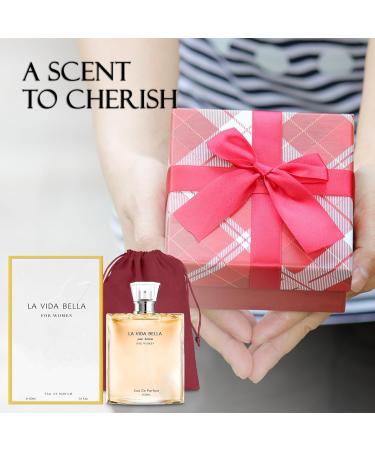 La Vida Bella Eau de Parfum Spray Perfume Fragrance For Women-Daywear Casual Daily Cologne Set with Suede Pouch- 3.4 Fl Oz Bottle Beauty Gift for Birthday Anniversary - Buy Online on GoSupps.com
