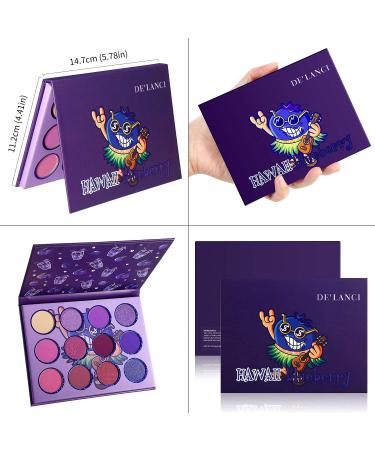 DE'LANCI Hawaii Blueberry Purple Eyeshadow Palette- 12 Shades, Ultra Pigmented Matte & Shimmer, Professional Mini Makeup Pallet - Buy Online on GoSupps.com