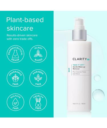 ClarityRx Take It Off Makeup Remover - Gentle Plant-Based Facial Cleanser with Antioxidants for All Skin Types - 6 Fl Oz International Shipping - Buy Online on GoSupps.com