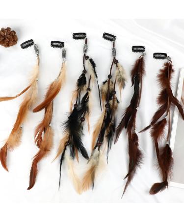 MWOOT 6Pcs Boho Feather Hair Clips with Comb - Handmade Festival Hair Accessories for Women - Buy Online on GoSupps.com
