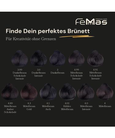 Femmas Hair Color 3x Medium Brown Ash 4.1 | Professional Cream with Argan Oil & Keratin | Permanent Color Tint | 100ml Pack - Buy Online on GoSupps.com