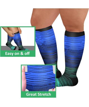 3 Pairs Plus Size Compression Socks (20-30 mmHg) for Wide Calf - 2XL Knee High Stockings for Nurses & Seniors - Buy Online on GoSupps.com