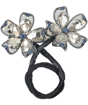 Flower Barrettes for Women | Cloth Alloy Flower Bud Shape Hair Clips Handmade Elastic Barrettes Hair Accessories for Stylish crystal - Buy Online on GoSupps.com