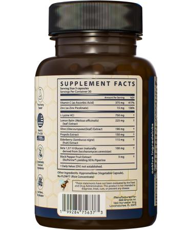 Samara 888 L Lysine Cold Sore Treatment Support Herbal Cold Sore Supplement w/Zinc Picolinate Olive Leaf Extract Beta Glucan & Bee Propolis for Skin & Lip Health 90 Capsules - Buy Online on GoSupps.com