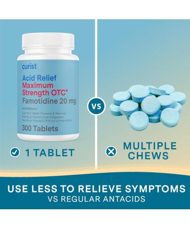 Curist Famotidine 20mg Bulk 2 Pack (600 Count Tablets) Acid Reflux Medicine for Heartburn Relief - OTC Maximum Strength Stomach Acid Reducer - Acid Relief Tablets for Indigestion Heartburn Relief - Buy Online on GoSupps.com