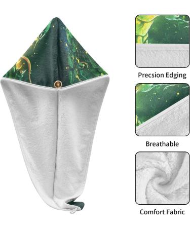 Green & Yellow Dragon Head Hair Towel 2 Pack - Quick Dry Super Absorbent Turbans for Women & Girls - Buy Online on GoSupps.com
