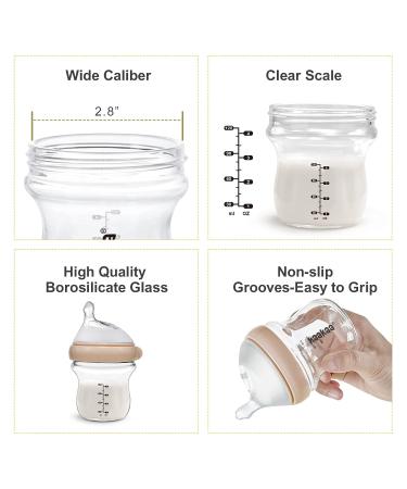 Haakaa Gen.3 Natural Glass Baby Bottle 4.2oz - Anti-Colic Nipple, Easy to Clean, BPA Free | 0M+ Breastfed Babies | Peach 4oz - Buy Online on GoSupps.com