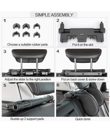 Hopeas Car Headrest for Kids & Adults - Adjustable Neck Support Pillow in Carbon Fiber Black - Buy Online on GoSupps.com